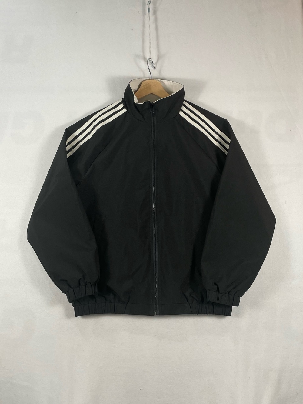 Reversible 3 Stripe Black White Light jacket Bomber mens Sz M